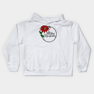 Merry Christmas Poinsettia Kids Hoodie